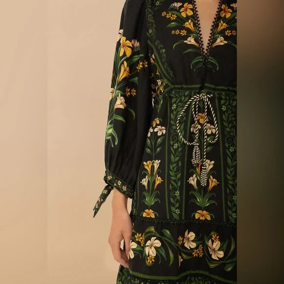 FARM Rio Black Flowers Arch Lenzing™ Ecovero™ Euroflax™ Mini Dress - Picture 2 of 7